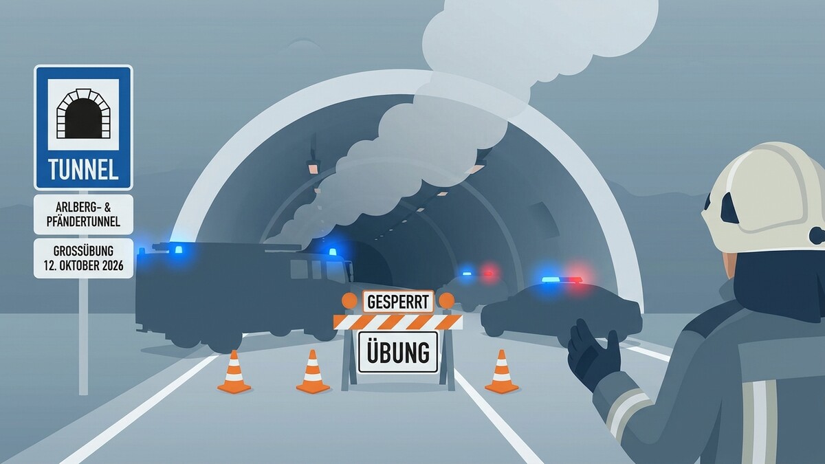Großübung Arlberg- & Pfändertunnel: Sperre am 12.10.2026 mit Einsatzfahrzeugen