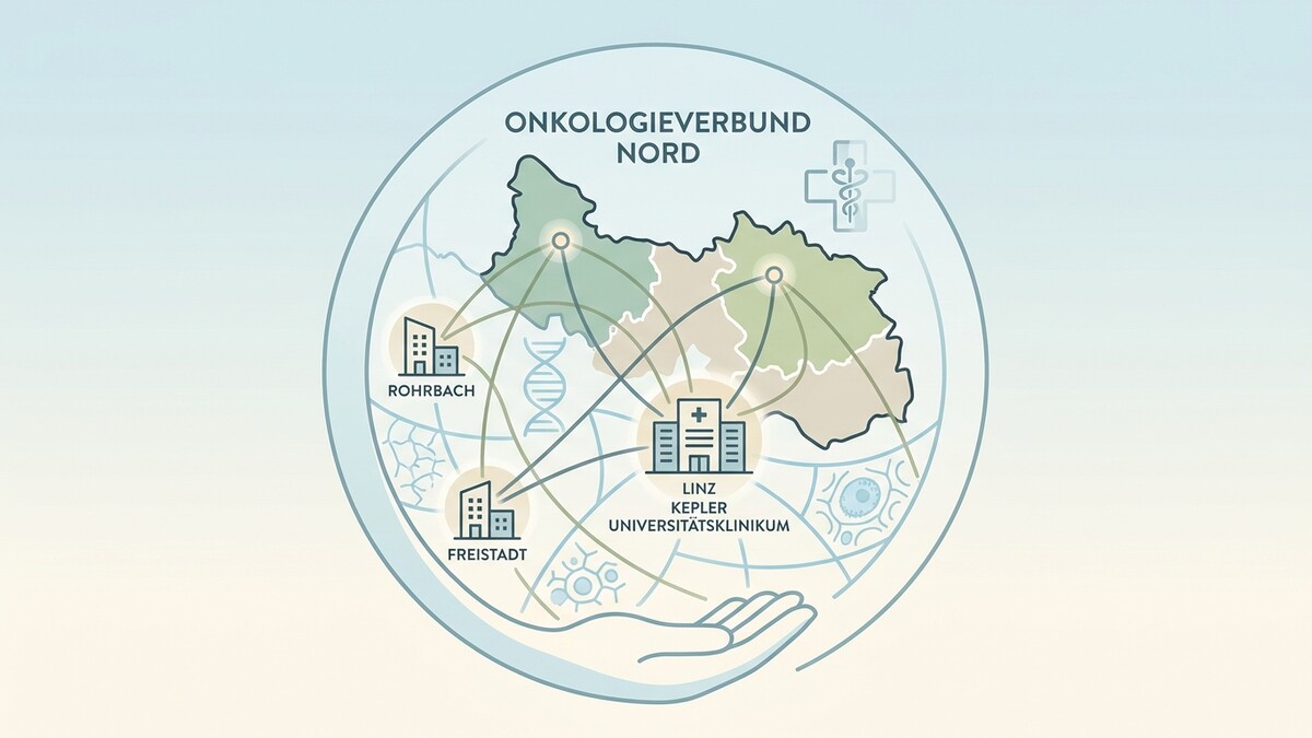 Onkologieverbund Nord: Karte mit Spitälern in Linz, Rohrbach und Freistadt