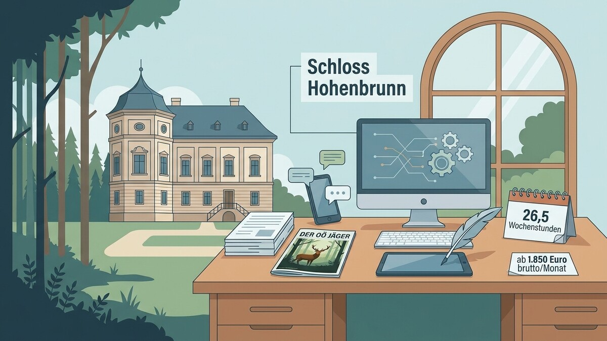 Schloss Hohenbrunn mit Arbeitsplatz und Kalender mit 26,5 Wochenstunden