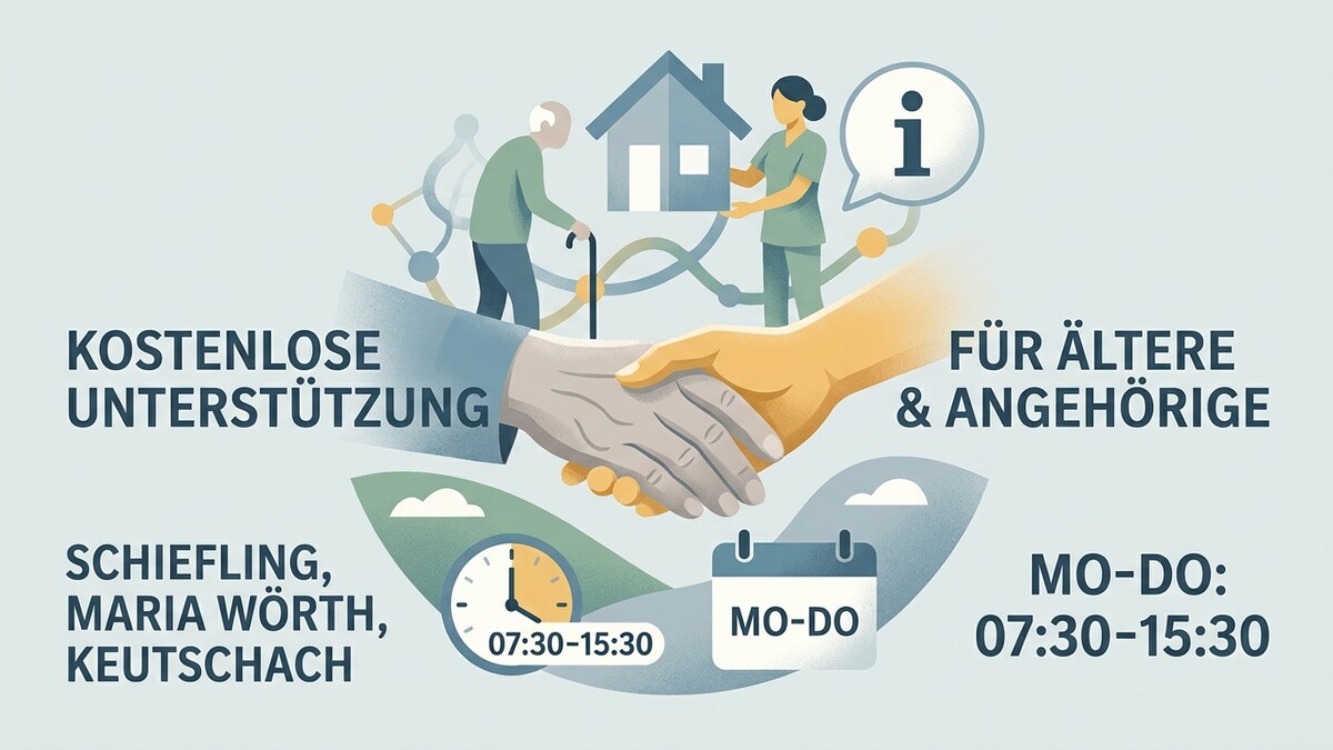 Kostenlose Unterstützung für ältere Menschen und Angehörige in Schiefling, Maria Wörth, Keutschach MO-DO 07:30–15:30
