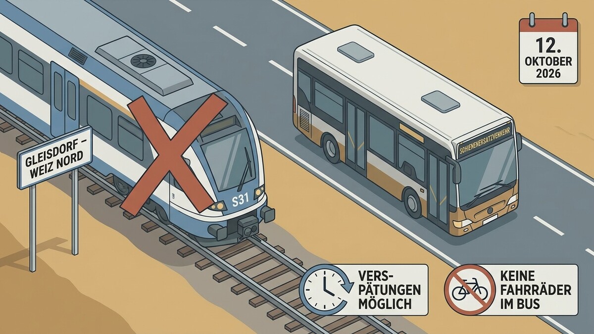 Schienenersatzverkehr Gleisdorf – Weiz Nord mit Verspätungen möglich, keine Fahrräder im Bus