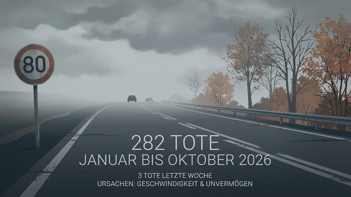 Tote im Straßenverkehr: 282 im Jahr 2026, 3 letzte Woche