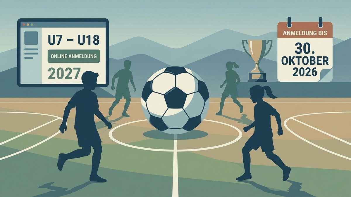 Fußball U7-U18 Online-Anmeldung 2027 mit Kalender und Pokal