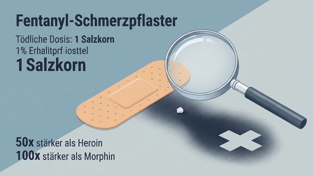 Fentanyl-Schmerzplaster: tödliche Dosis 1 Salzkorn, 50x stärker als Heroin