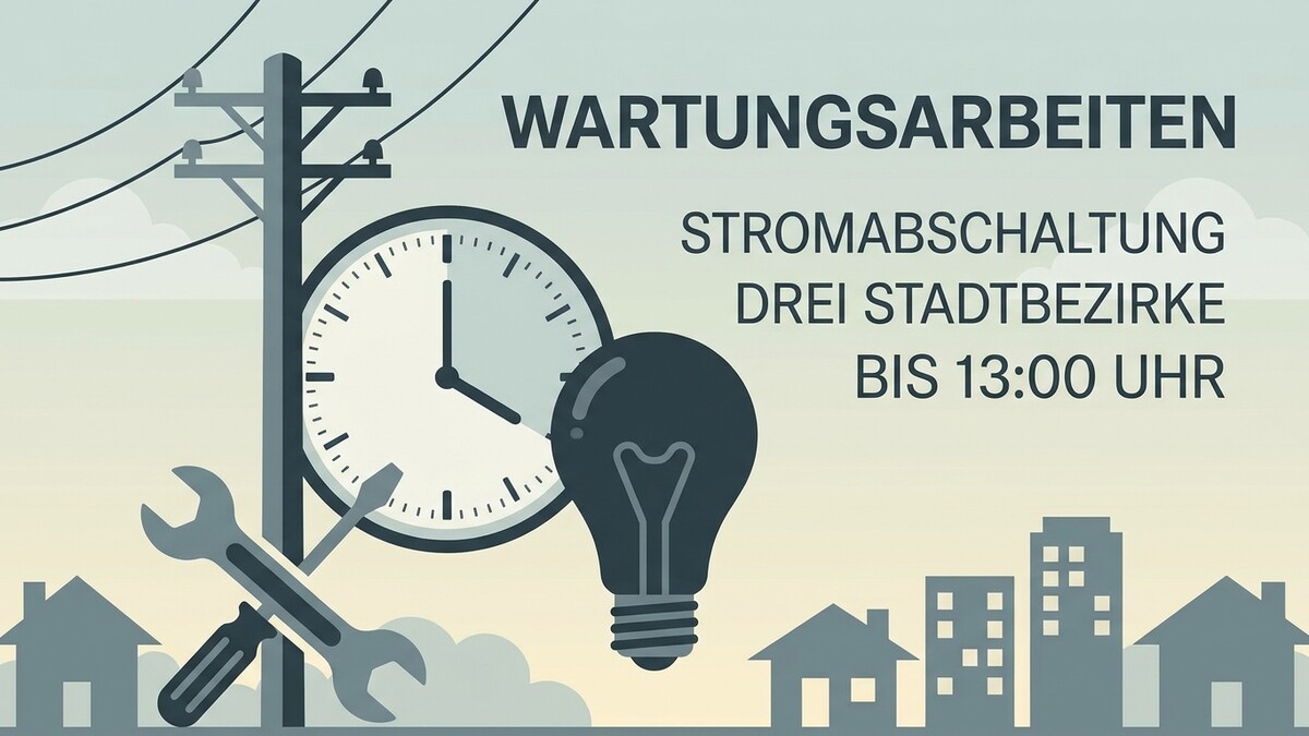 Stromabschaltung Wartungsarbeiten: Drei Stadtbezirke bis 13 Uhr.