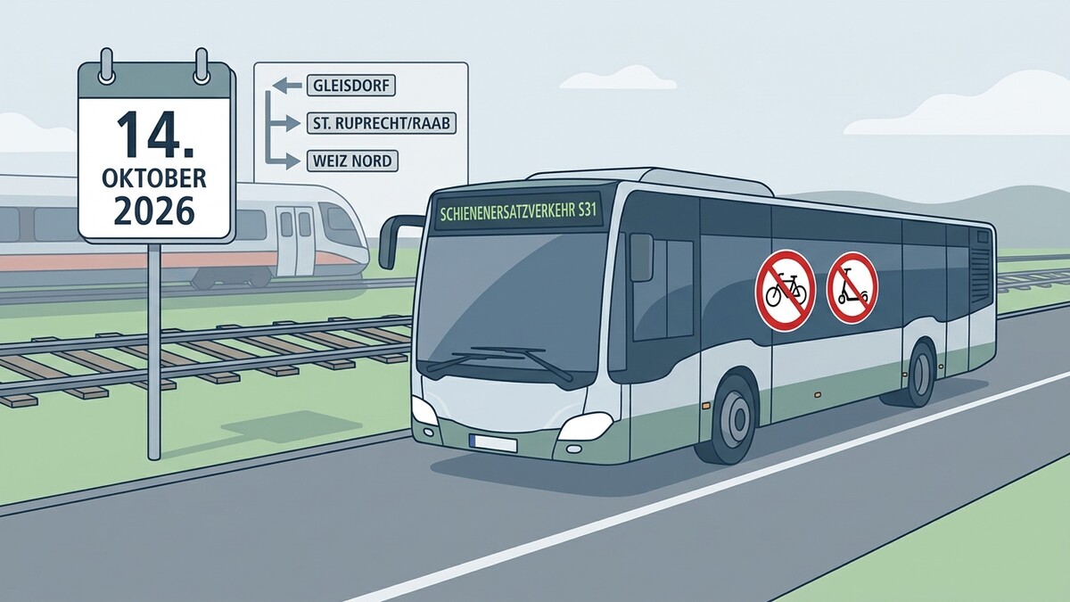 Schienenersatzverkehr S31 mit Verbot von Fahrrädern und Scootern, 14. Oktober 2026