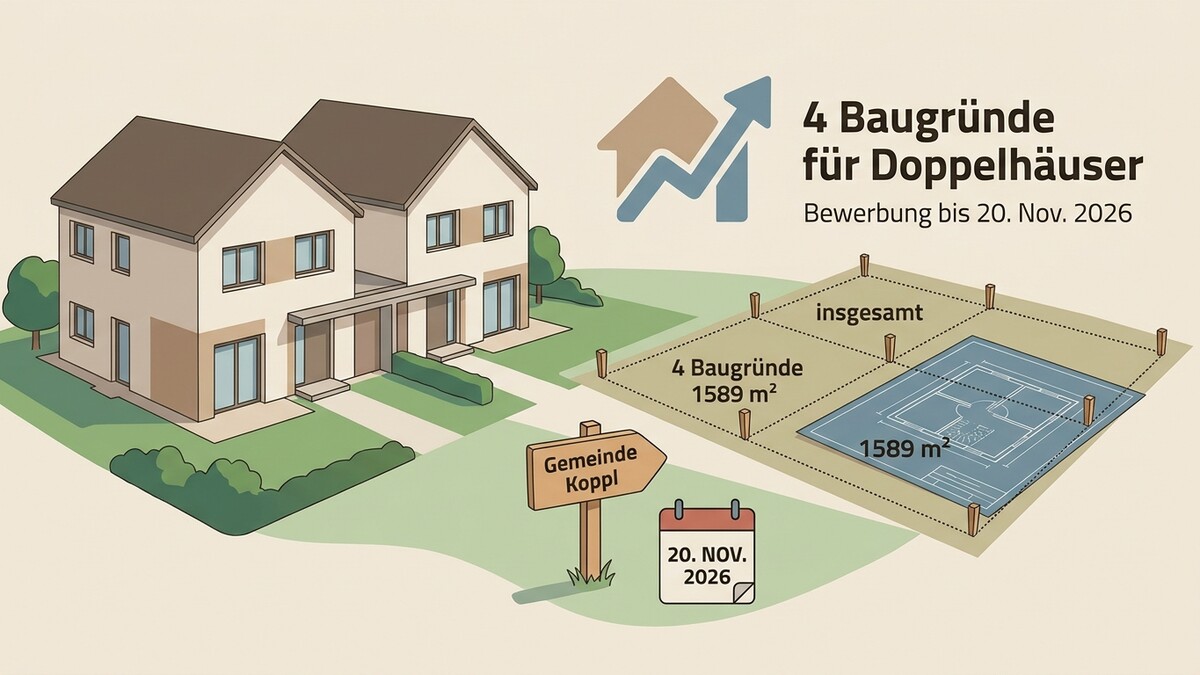Baugrundstücke für Doppelhäuser in Koppl, Bewerbung bis 20. Nov. 2026