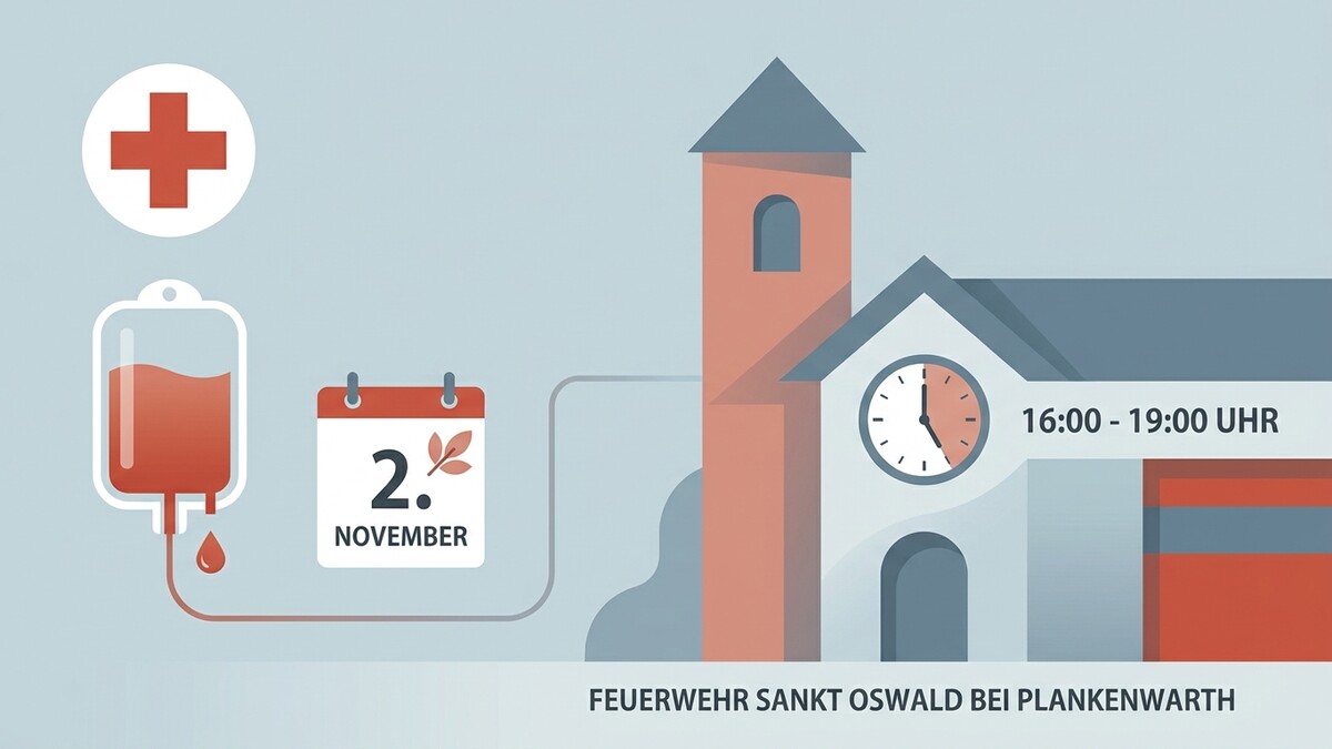 Blutspende am 2. November von 16-19 Uhr bei der Feuerwehr Sankt Oswald bei Plankenwarth
