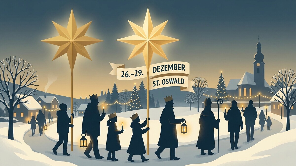 Sternsinger-Umzug in St. Oswald vom 26.-29. Dezember mit Krippenspiel