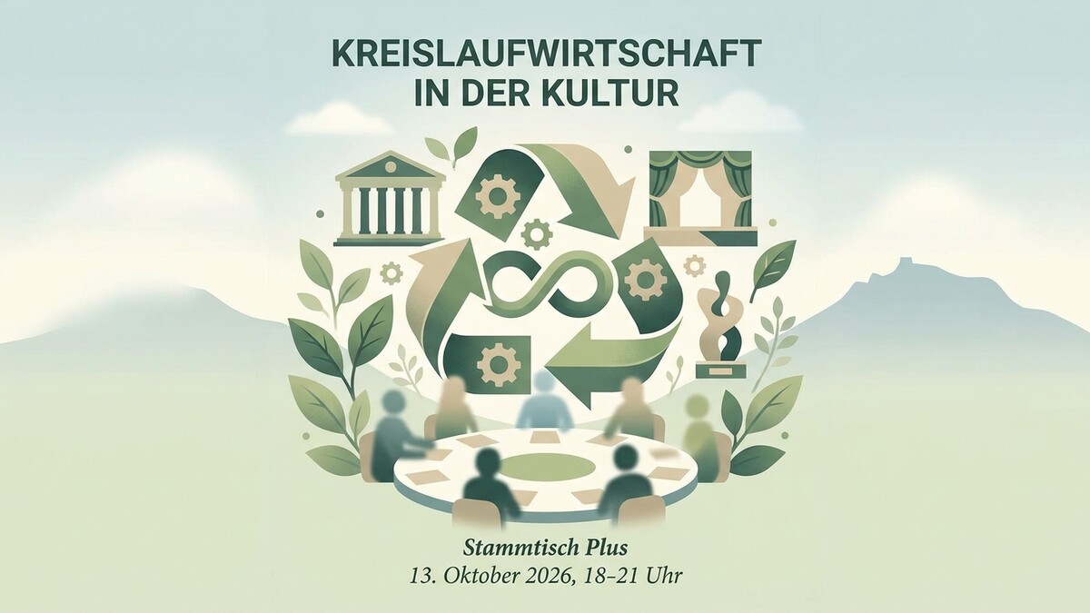 Kreislaufwirtschaft in der Kultur: Stammtisch Plus am 13. Oktober 2026, 18-21 Uhr.