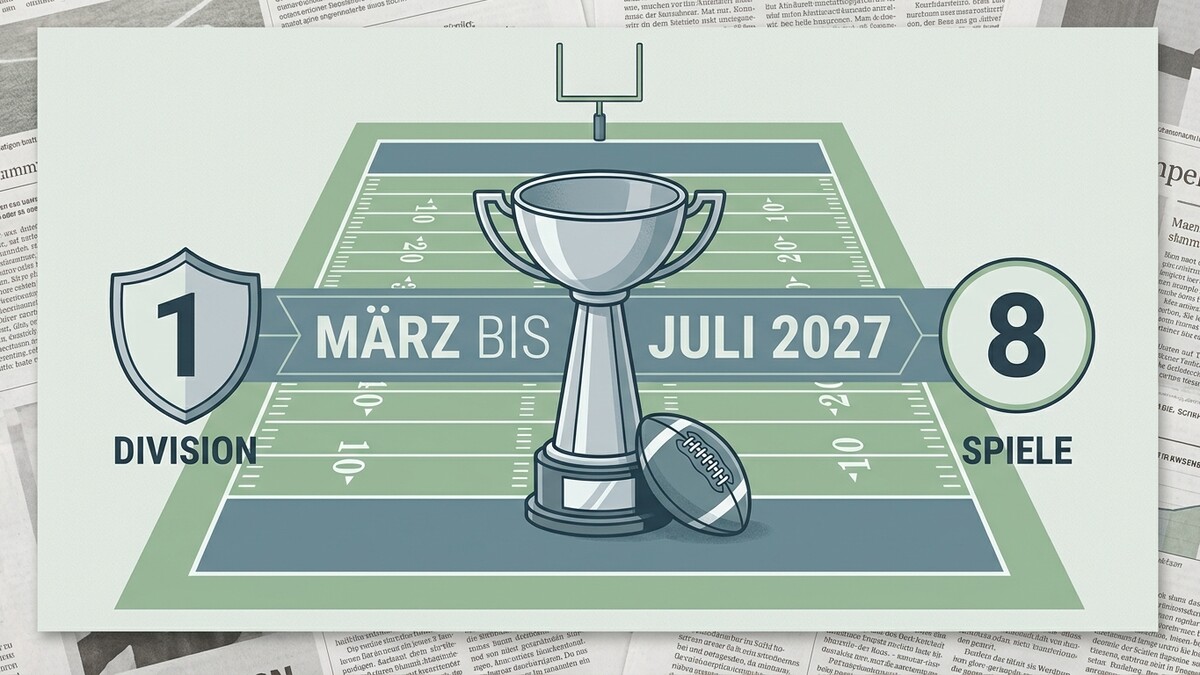 American Football: Pokal, Ball, Spielfeld, 1 Division, März bis Juli 2027, 8 Spiele