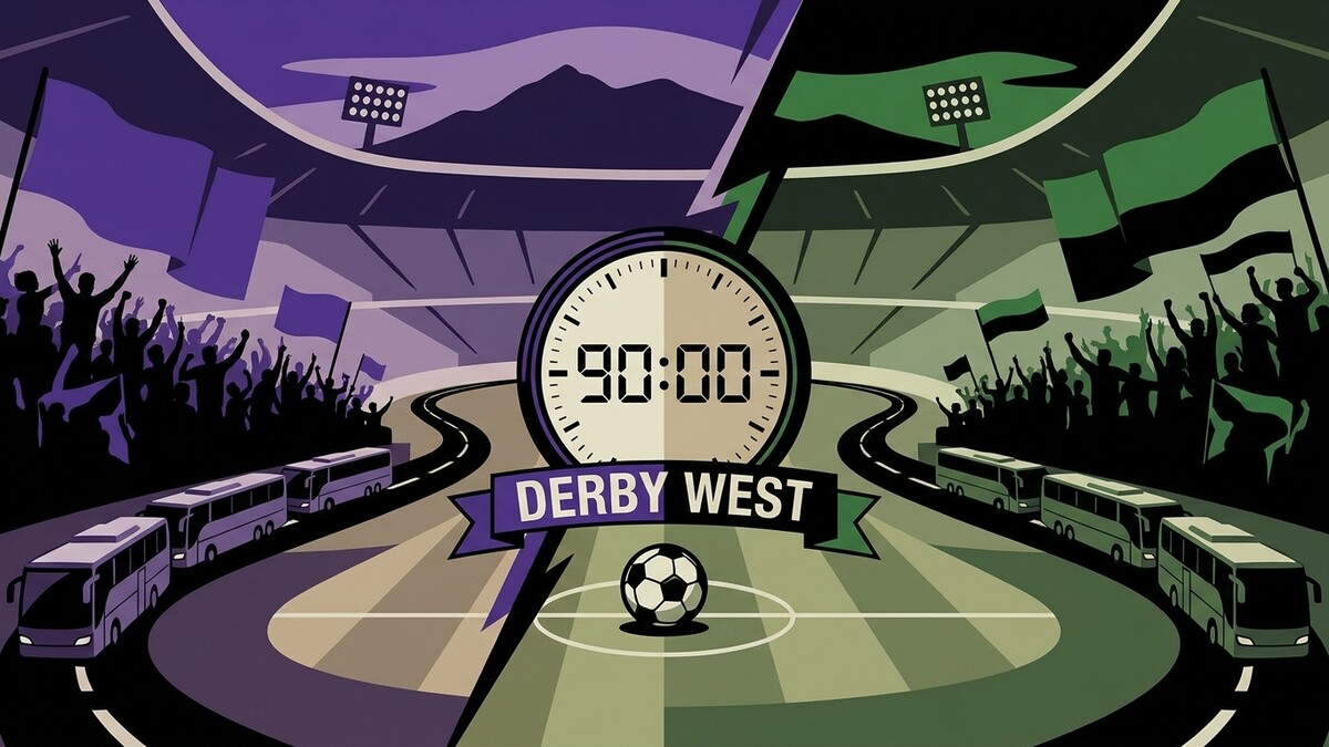 Fußball-Derby West: Fans, Busse und Stadion bei 90:00 Uhr
