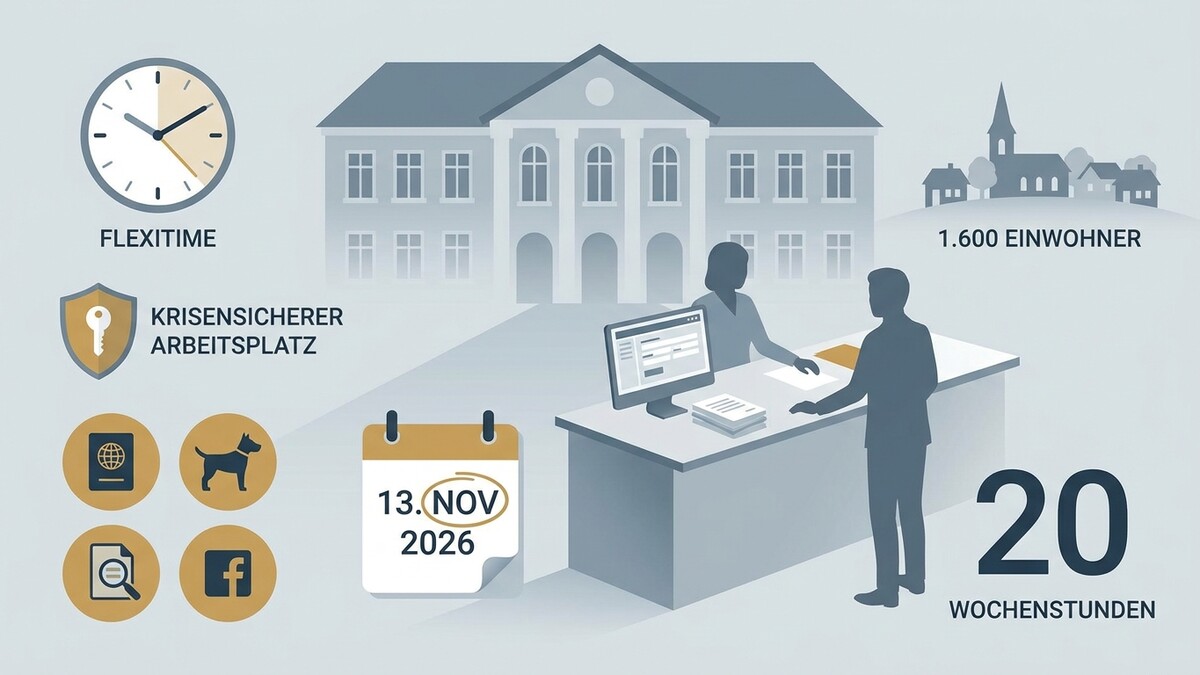 Flexitime, krisensicherer Arbeitsplatz, 1.600 Einwohner, 20 Wochenstunden und Kalenderblatt 13. Nov. 2026