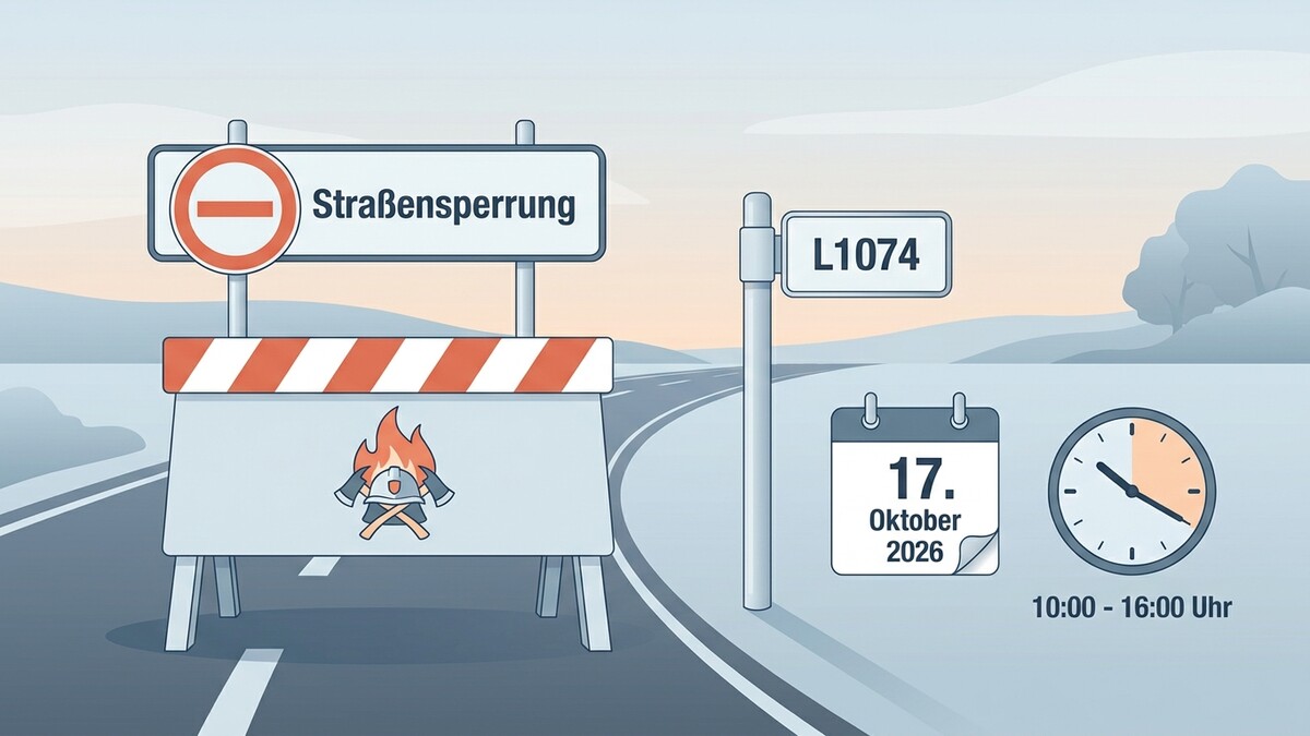 Straßensperrung L1074 am 17. Oktober 2026 von 10 bis 16 Uhr