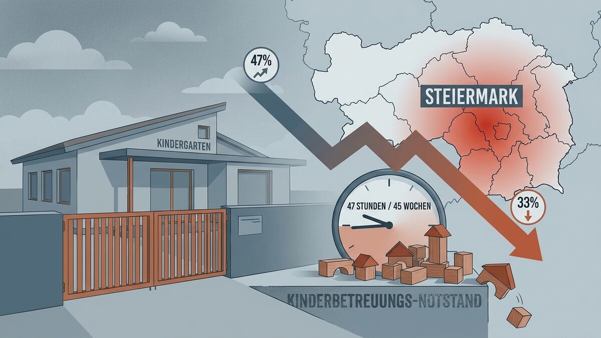 Kinderbetreuungs-Notstand Steiermark: Rückgang der Stundenanzahl und der Auslastung von Kindergärten.