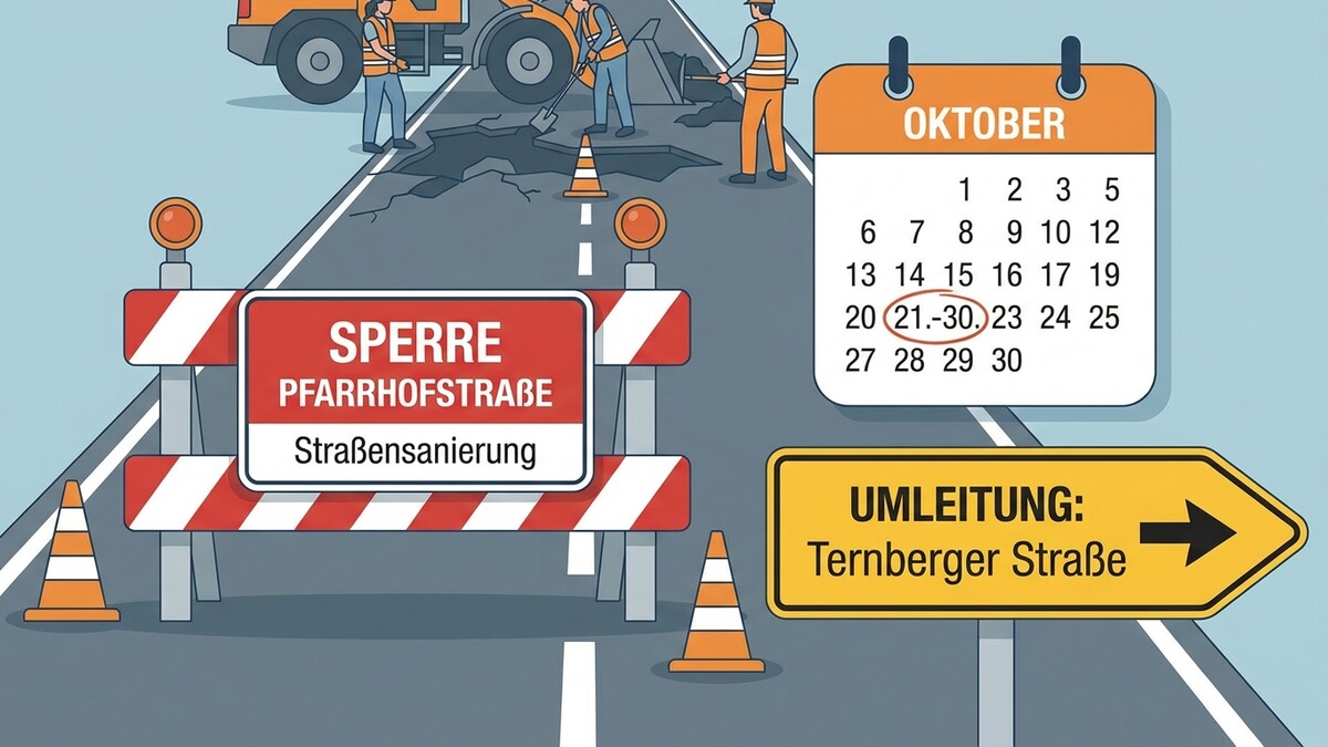 Straßensanierung Pfarrhofstraße: Sperre vom 21. bis 30. Oktober mit Umleitung Ternberger Straße.