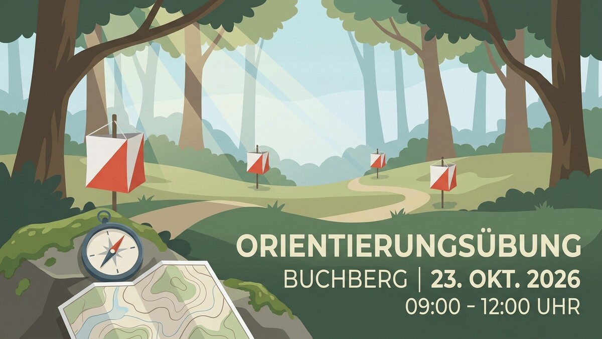 Orientierungslauf-Übung in Buchberg mit Kompass und Karte im Wald