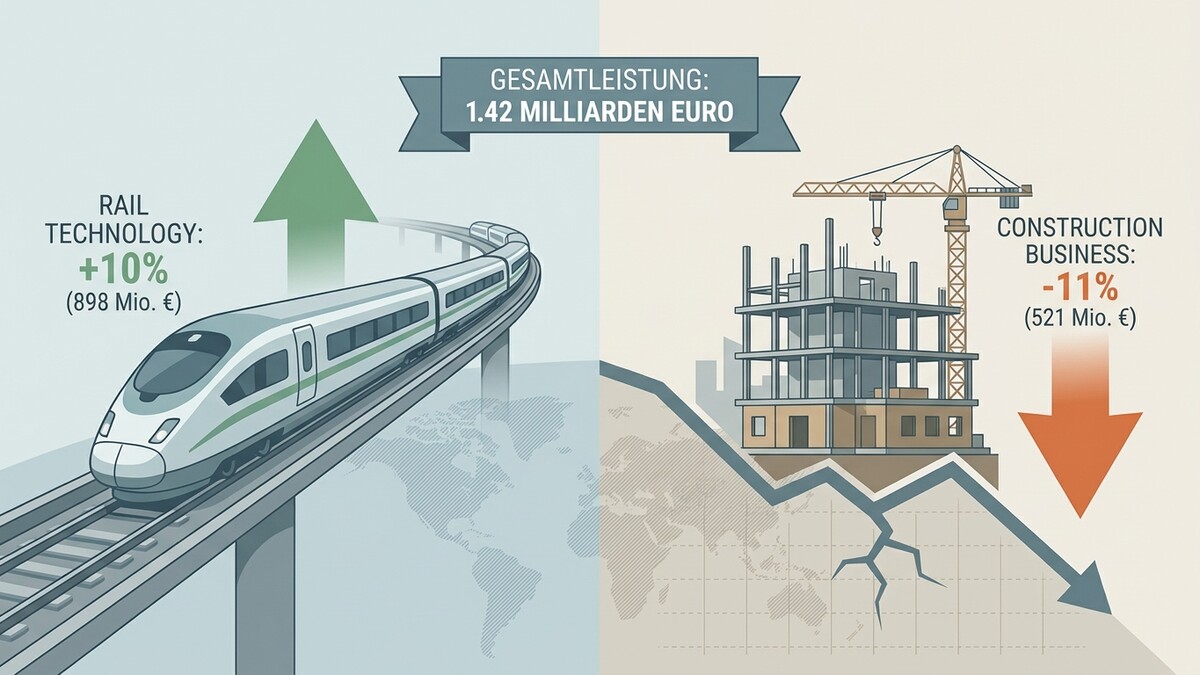 Eisenbahntechnik wächst, Bauwirtschaft sinkt: Gesamtleistung 1,42 Mrd. Euro