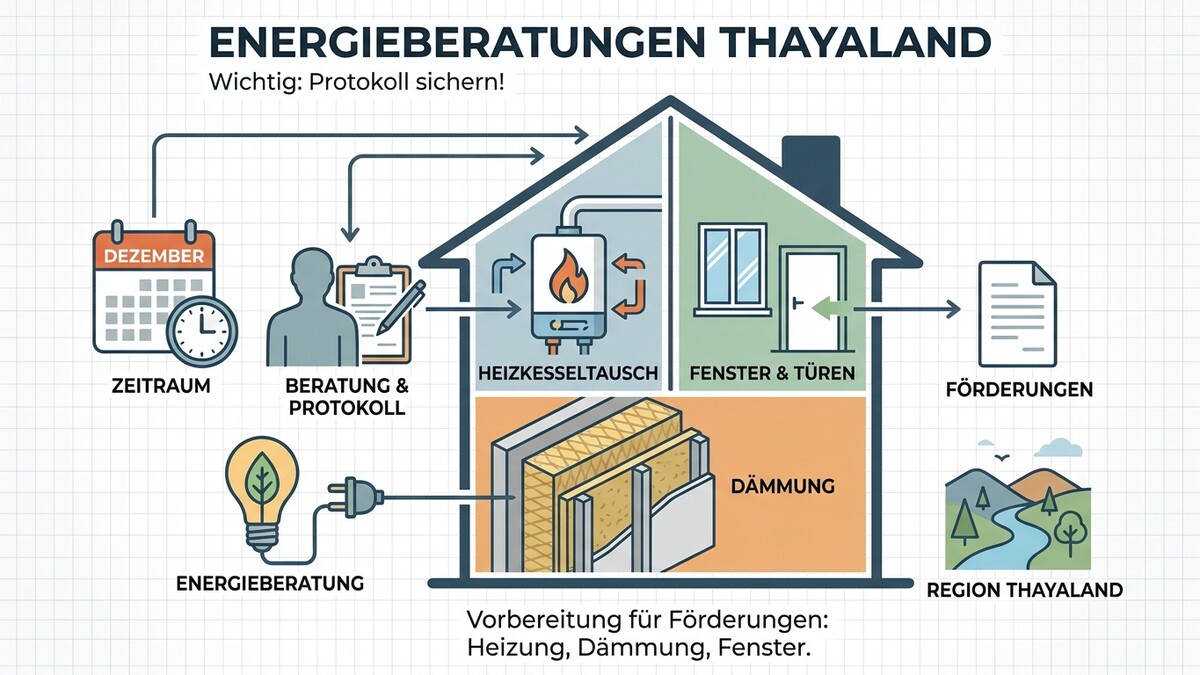 Energieberatungen Thailand: Zeit, Beratung, Heizkessel, Fenster, Dämmung, Förderung, Region Thailand