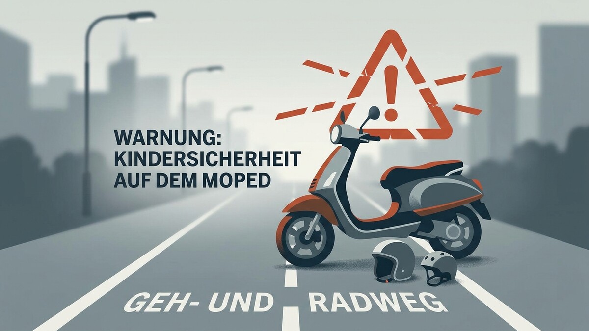 Moped-Sicherheit: Warnung vor Gefahren auf Geh- und Radweg mit Warnsymbol