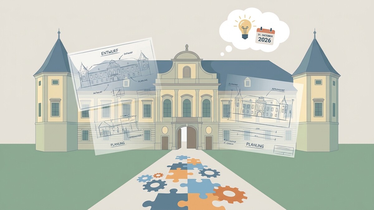 Schlossentwurf mit Planung und Kalender 31. Oktober 2026