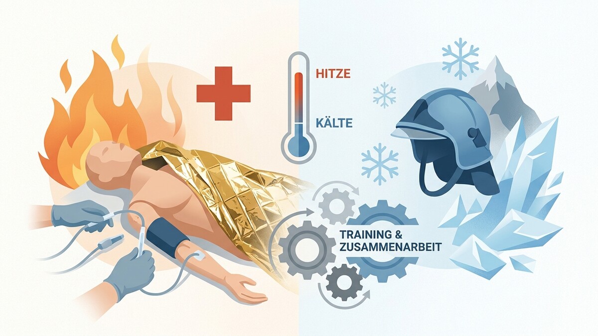 Hitzeschutz und Kälteschutz bei Training und Zusammenarbeit von Einsatzkräften
