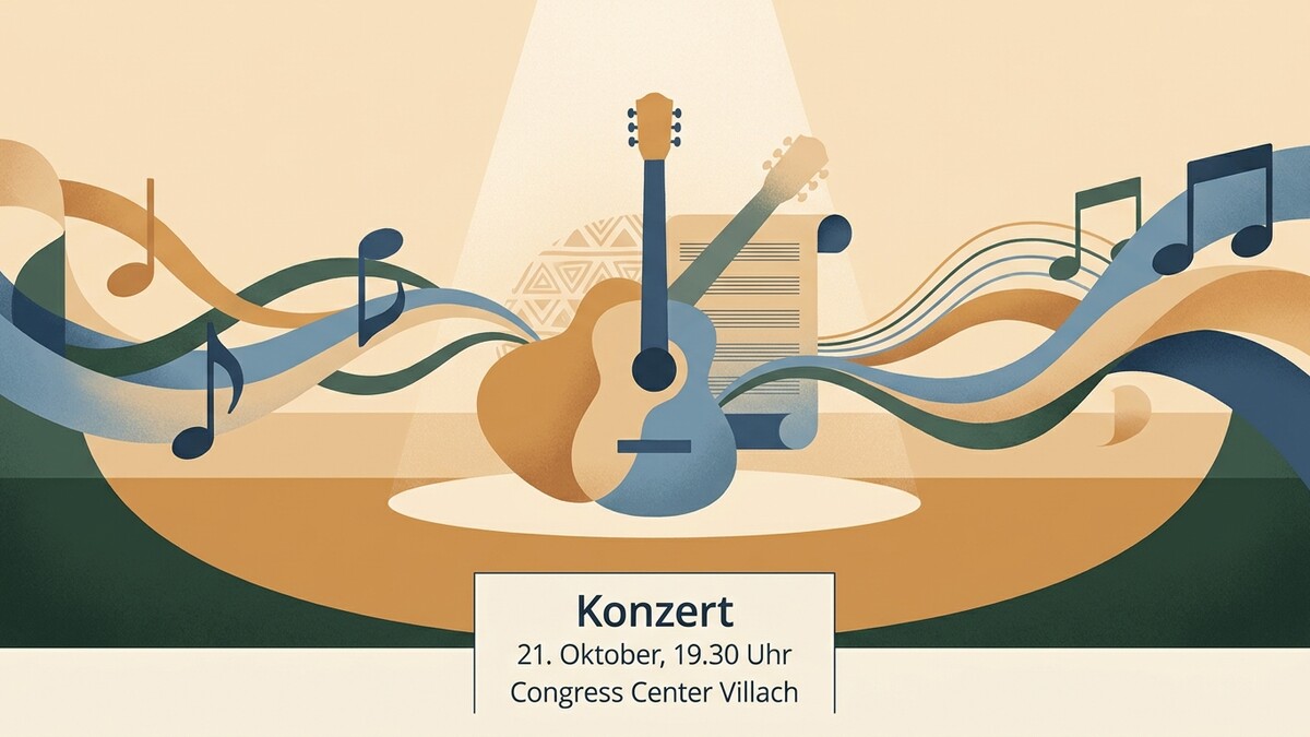 Konzert im Congress Center Villach am 21. Oktober um 19:30 Uhr mit Gitarren und Noten