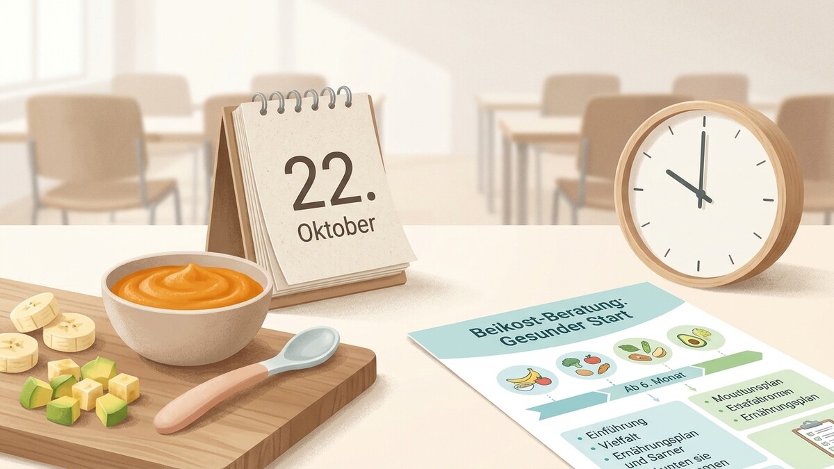 Beikost-Beratung: Gesunder Start, Kürbisbrei, Banane, Avocado, Kalender 22. Oktober, Uhr