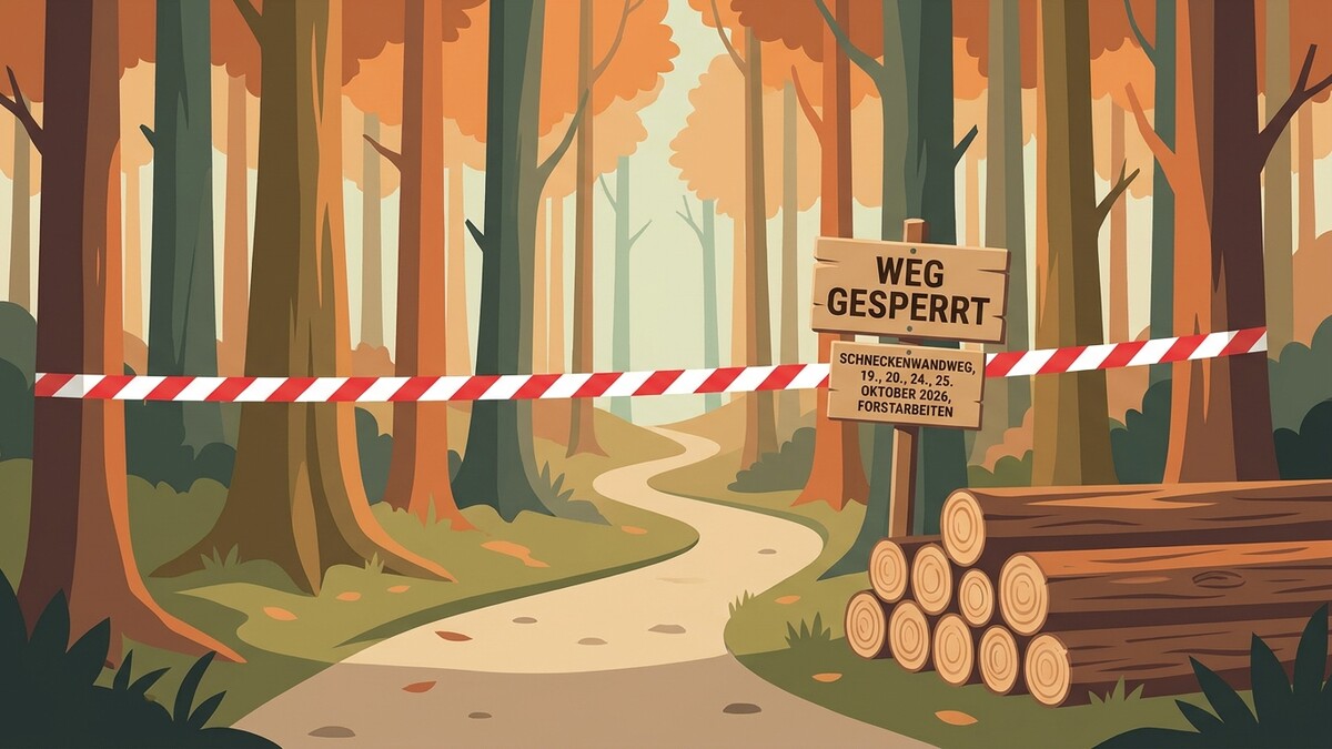 Waldweg gesperrt wegen Forstarbeiten am Schneckenwandweg im Oktober 2026.