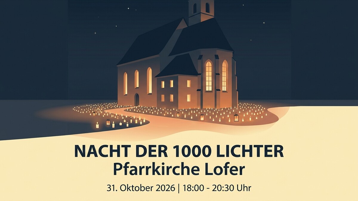 Nacht der 1000 Lichter Pfarrkirche Lofer mit vielen Kerzen beleuchtet
