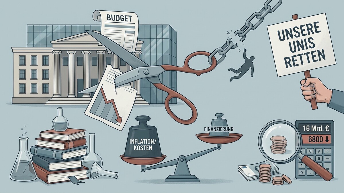 Universitäten retten: Schere schneidet Budget, Inflation/Kosten wiegen schwerer als Finanzierung.