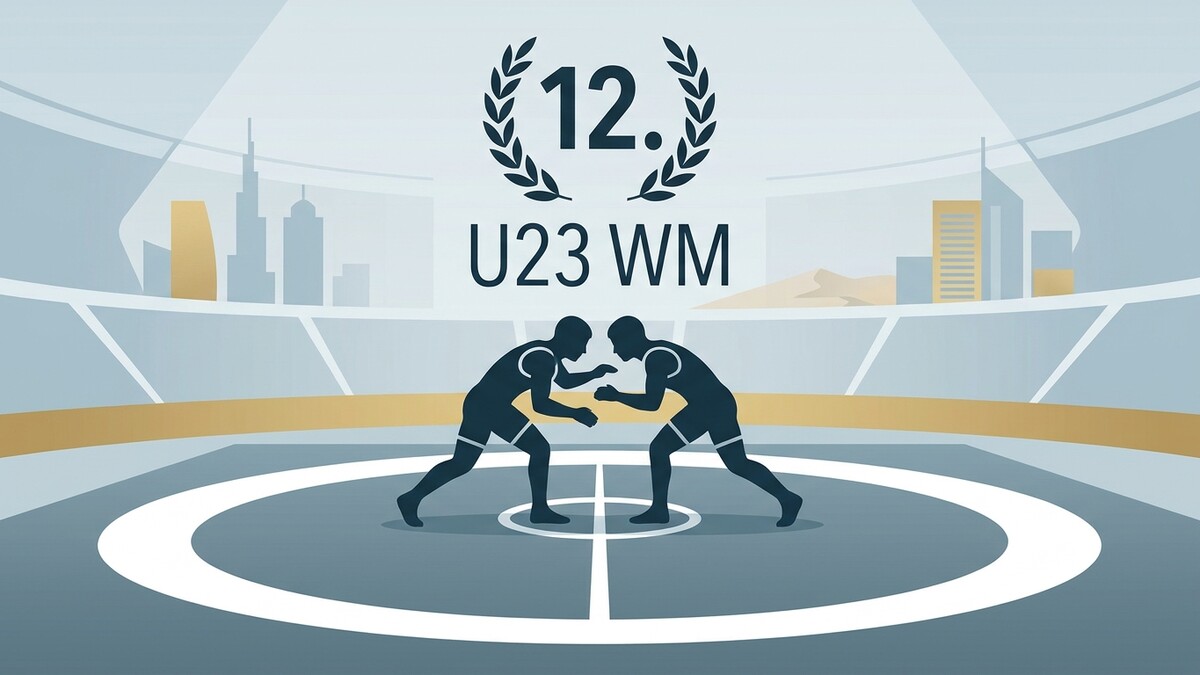 Ringer bei U23 WM 2023 im Stadion vor Stadtsilhouette
