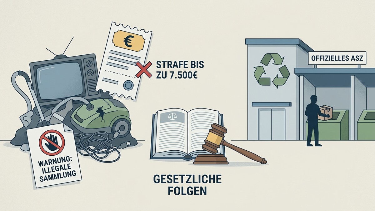 Gesetzliche Folgen bei illegaler Sammlung von Elektroschrott: Strafe bis 7.500€