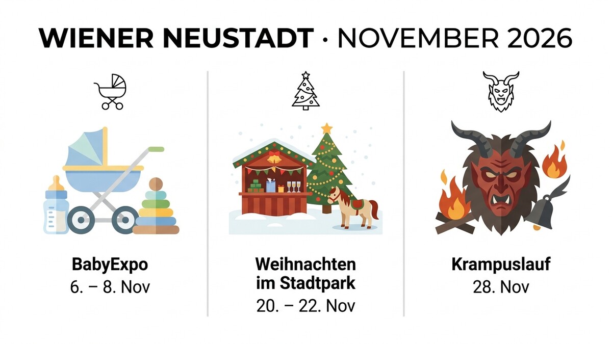 Wiener Neustadt November 2026: BabyExpo, Weihnachten im Stadtpark, Krampuslauf