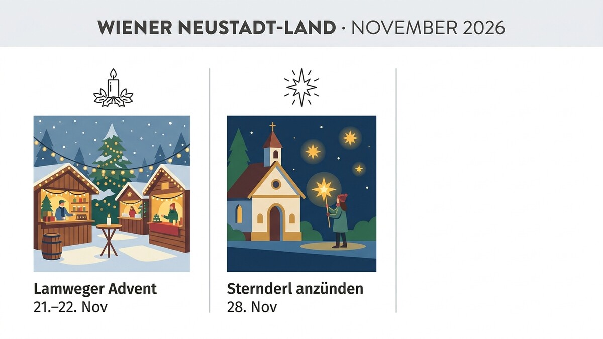 Wiener Neustadt-Land: Lamweger Advent und Sternderl anzünden im November 2026.