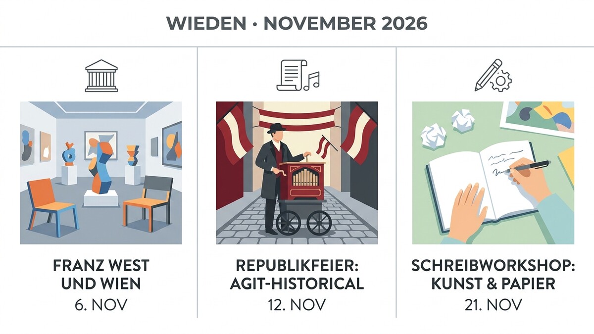 Wien: Ausstellung Franz West, Republikfeier und Schreibworkshop im November 2026