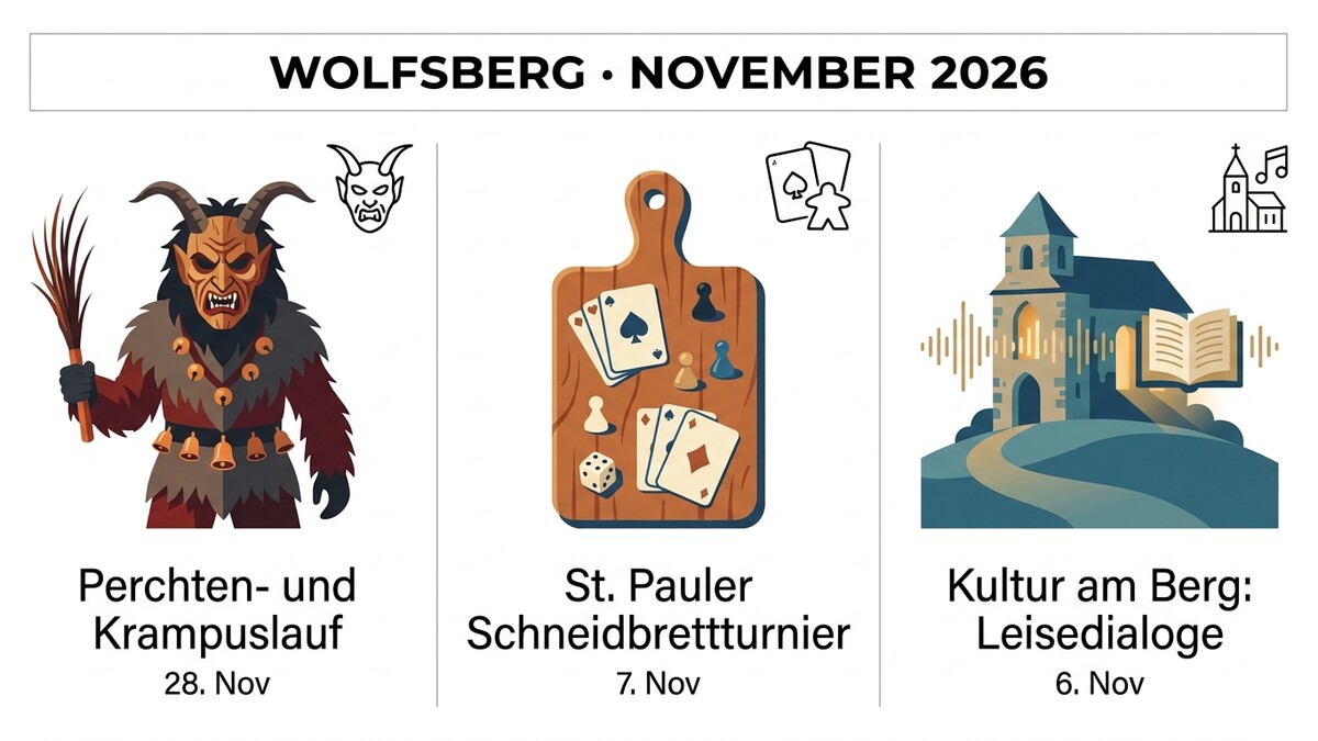 Wolfsberg November 2026: Perchtenlauf, Brettspielturnier, Kultur am Berg
