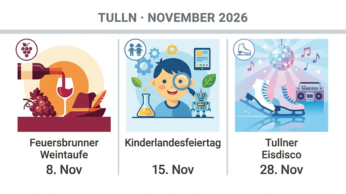 Tullner Veranstaltungen November 2026: Weintaufe, Kinderlandesfeiertag, Eisdisco
