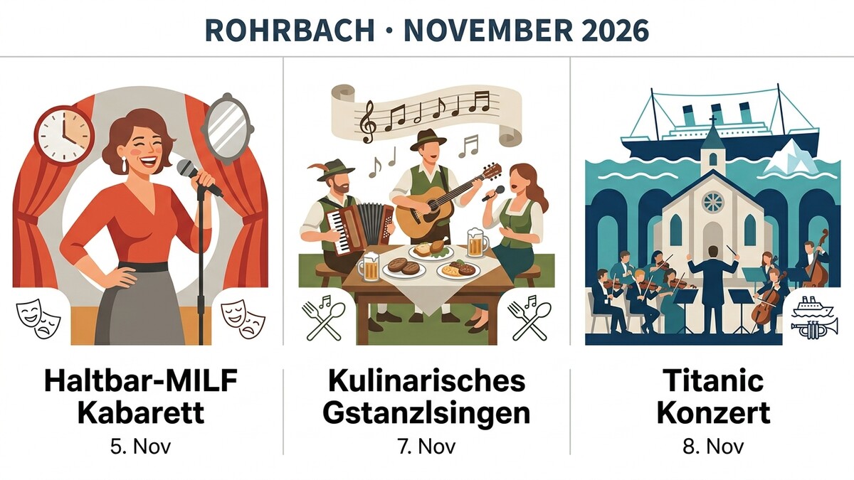 Rohrbach-Veranstaltungen November 2026: Kabarett, Gstanzlsingen und Titanic-Konzert