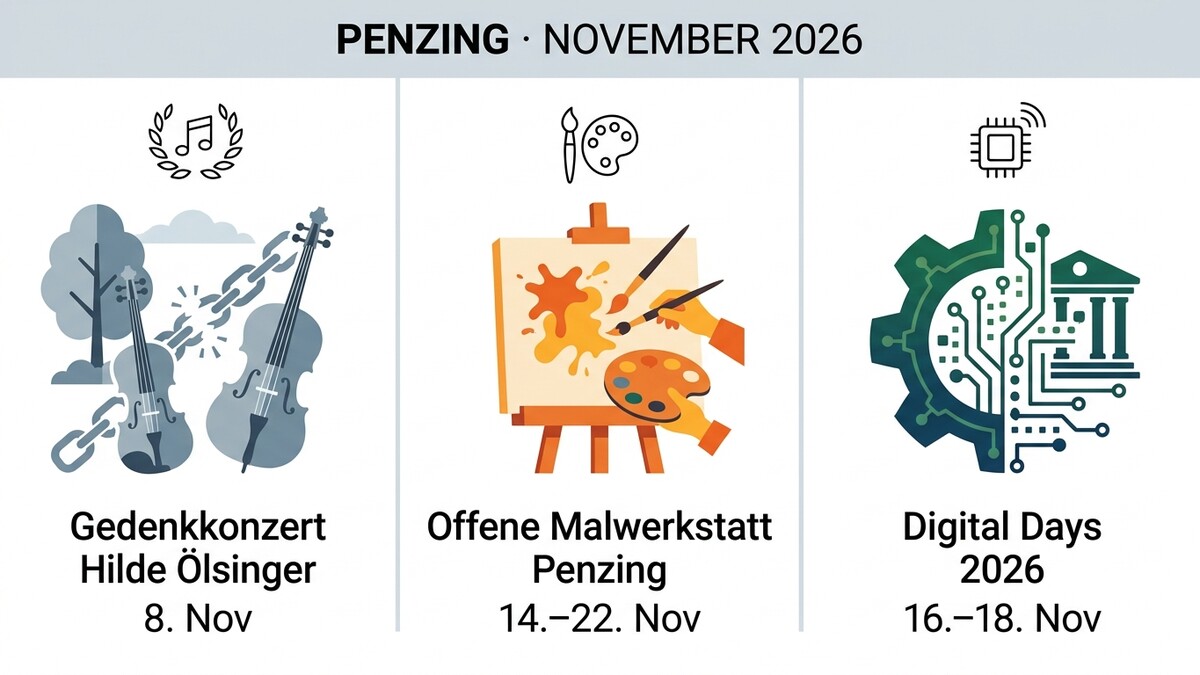 Gedenkkonzert Hilde Ölsinger, offene Malwerkstatt Penzing und Digital Days 2026 in Penzing