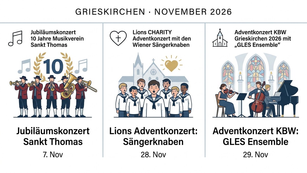 Grieskirchen November 2026: Musikverein Sankt Thomas, Wiener Sängerknaben und GLES Ensemble treten auf