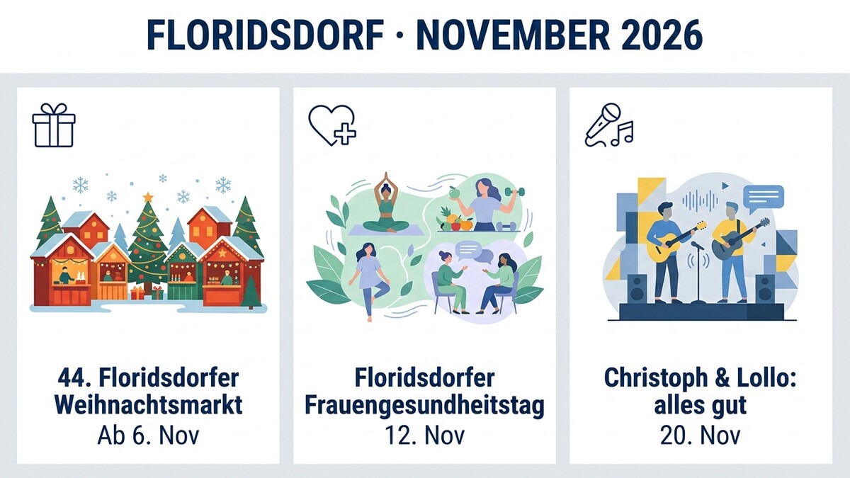 Floridsdorfer Weihnachtsmarkt, Frauengesundheitstag und Christoph & Lollo in Wien-Floridsdorf im November 2026