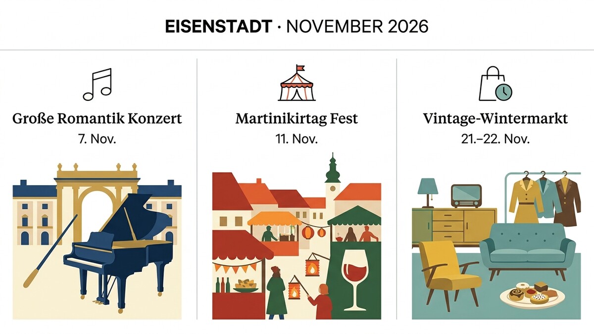 Eisenstadt November 2026: Großes Romantik Konzert, Martinikirtag Fest, Vintage-Wintermarkt