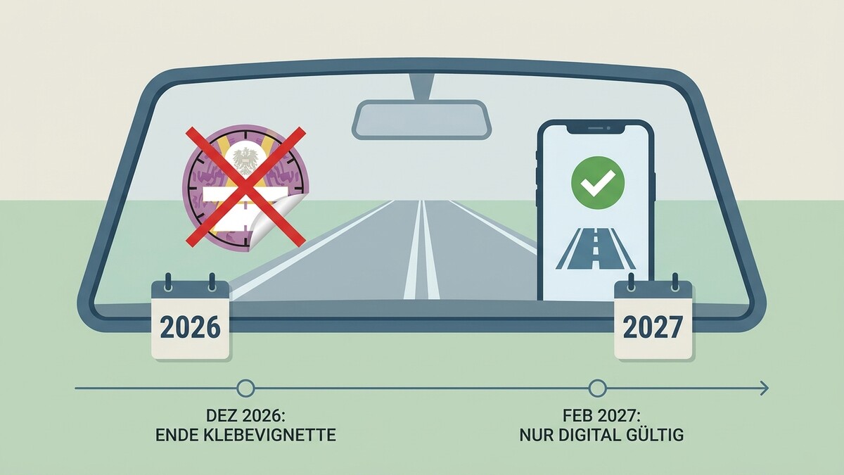 Digitale Vignette: Ende Klebevignette 2026, ab 2027 nur digital gültig