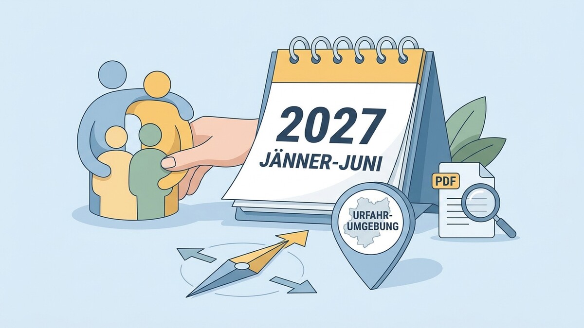 Kalender 2027 Jänner-Juni, Familie, Urfahrumgebung-Pin, PDF-Dokument mit Lupe