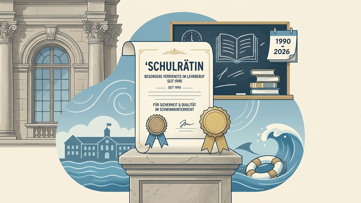 Schulrätin-Urkunde für Verdienste im Lehrberuf seit 1990, Sicherheit & Qualität im Schwimmunterricht