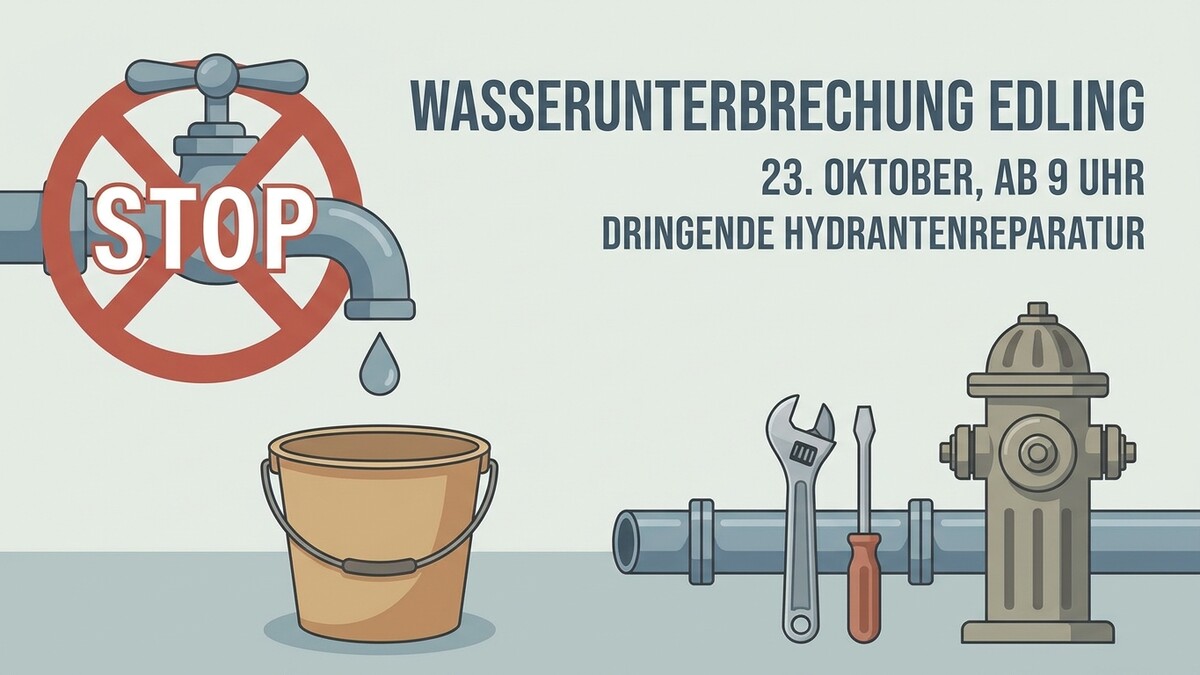 Wasserunterbrechung Edling: Hydrantenreparatur am 23. Oktober ab 9 Uhr mit Werkzeug und Eimer