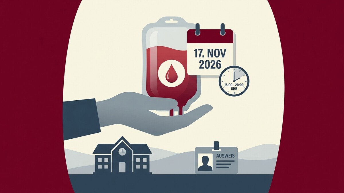 Blutspende am 17. Nov. 2026 von 16-20 Uhr bei einer Schule mit Ausweis