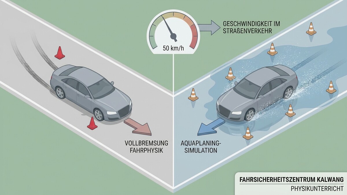 Fahrsicherheitszentrum Kalwang: Vollbremsung und Aquaplaning-Simulation bei 50 km/h