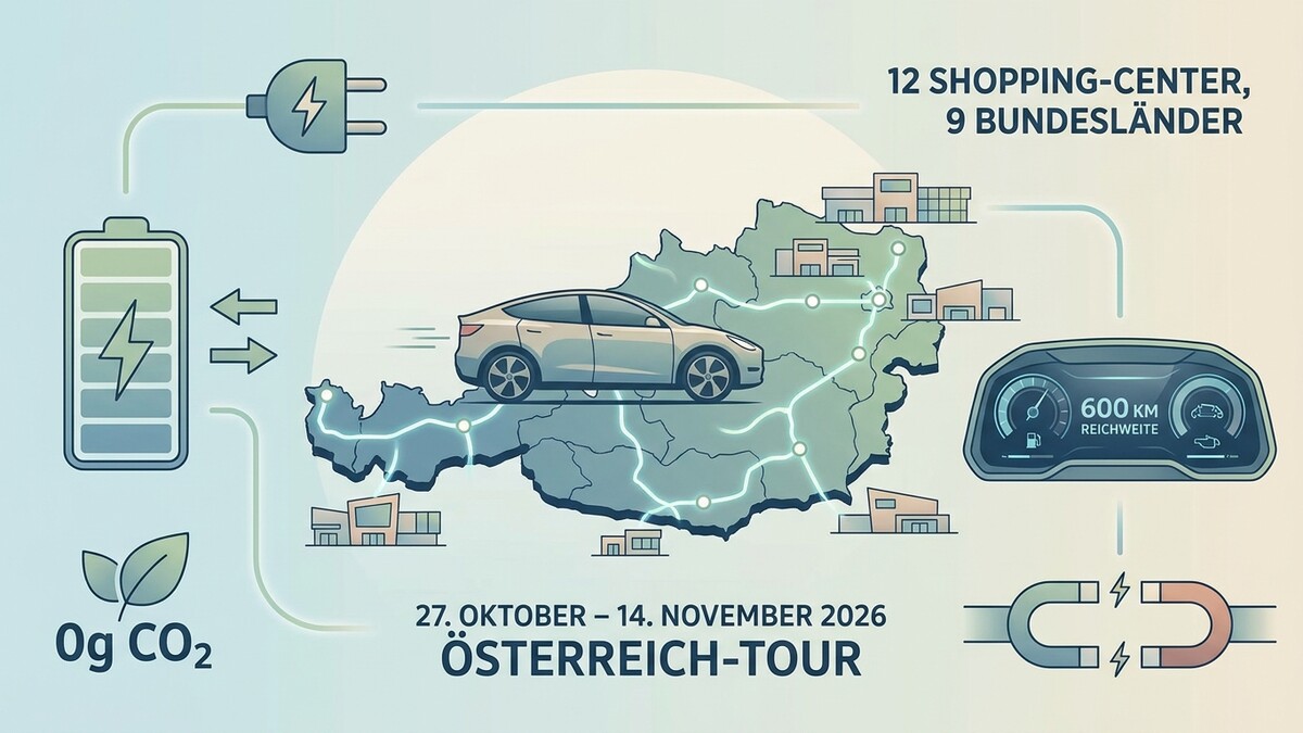 Österreich-Tour mit Elektroauto: 12 Shopping-Center, 9 Bundesländer, 600 km Reichweite